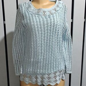 Croft & Barrow Womens Crochet Open Knit Top/Sweater
